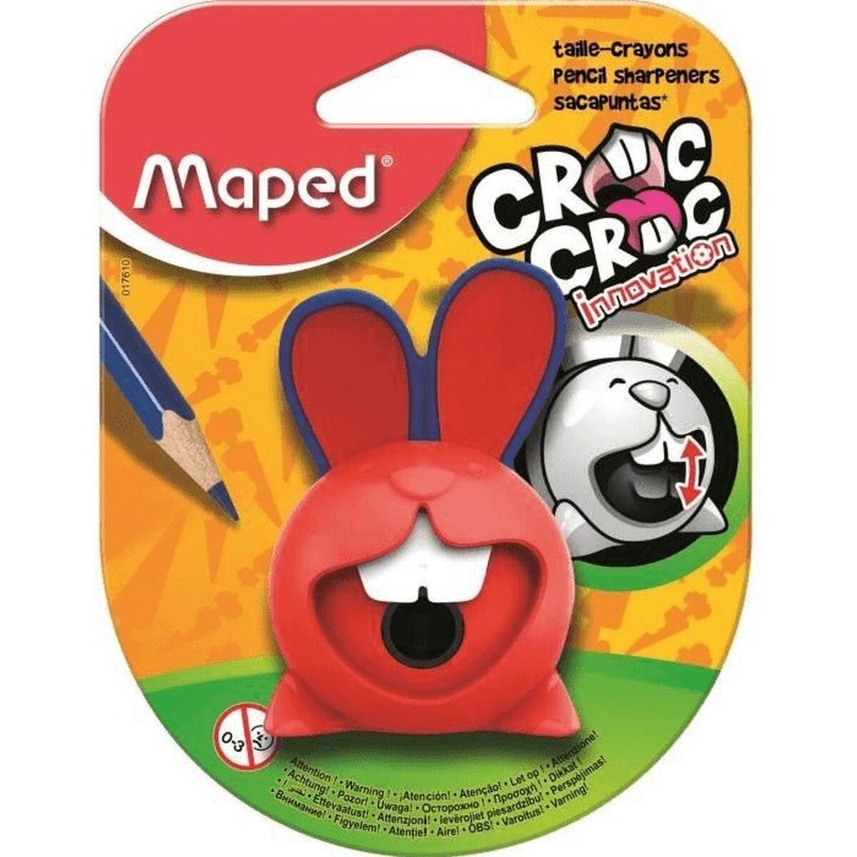 MAPED Taille-crayon 1 trou avec réservoir Croc Croc rouge