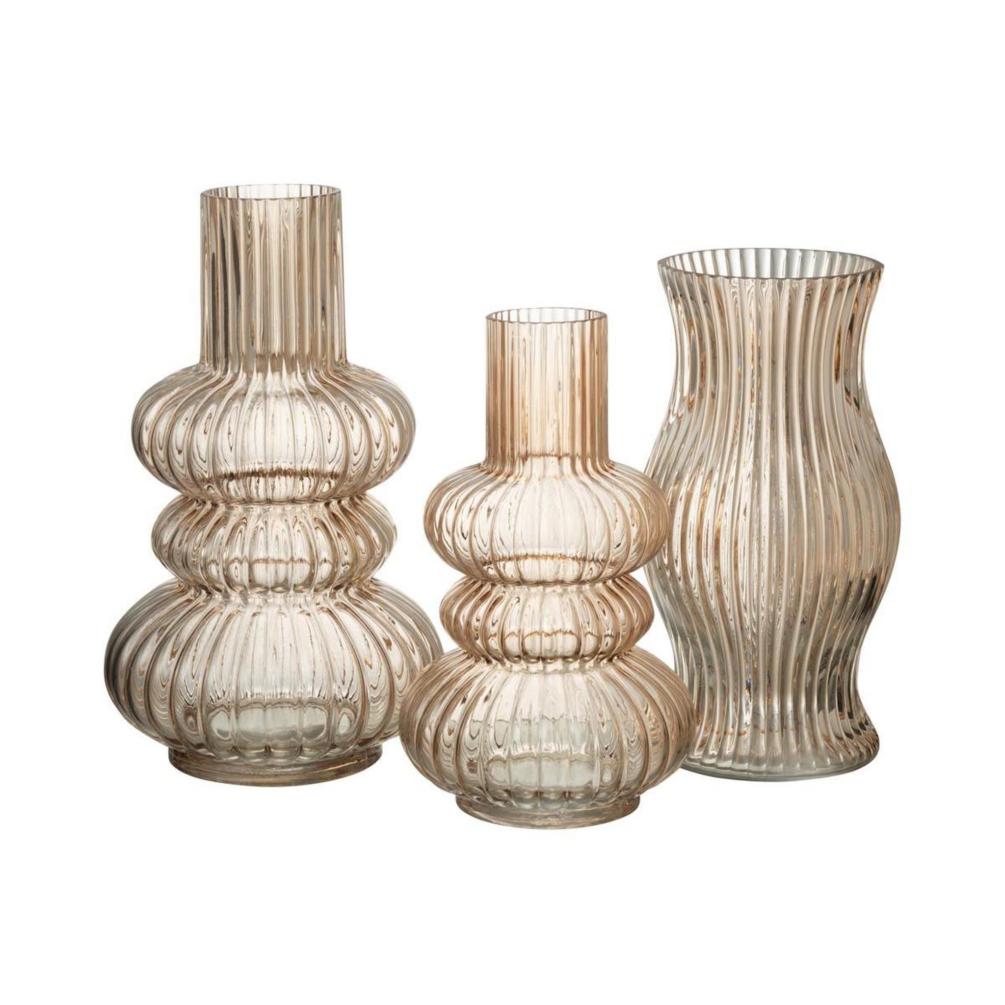 Voir la diapositive 2 : J-LINE Vase Design Strié  Mae  26cm Pêche