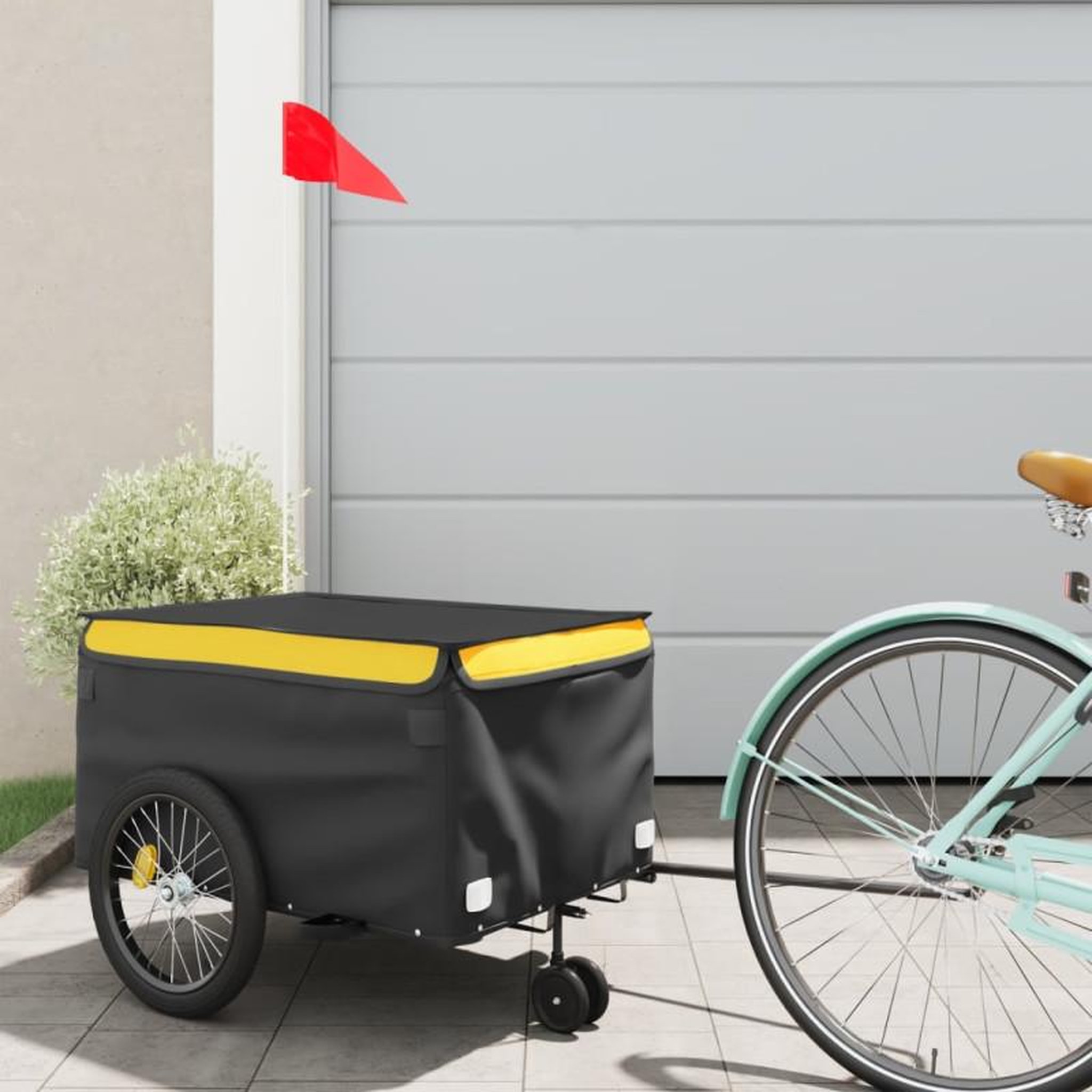 VIDAXL Remorque de vélo noir et jaune 30 kg fer