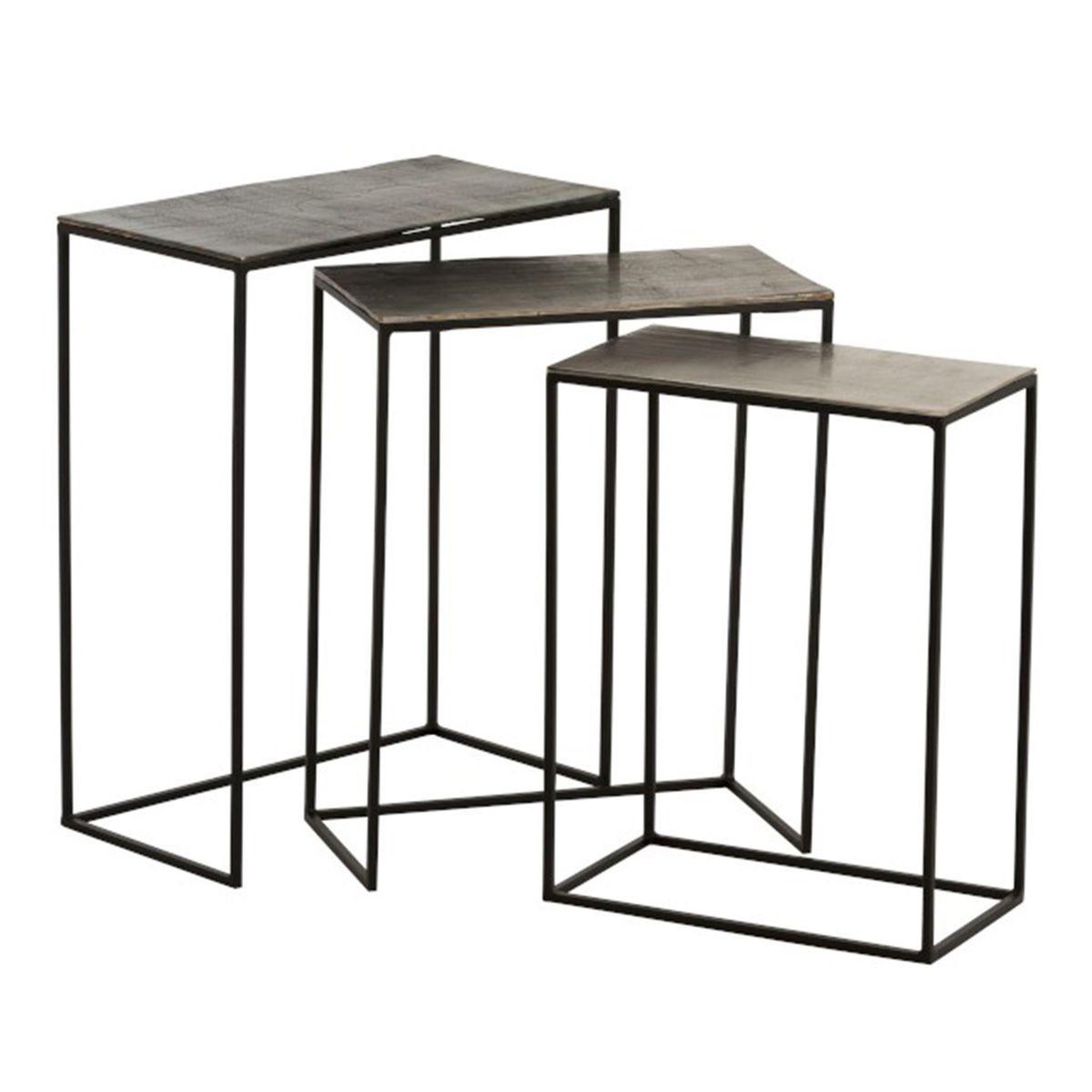 J-LINE Lot de 3 Tables Gigognes Design  Slim  65cm Noir