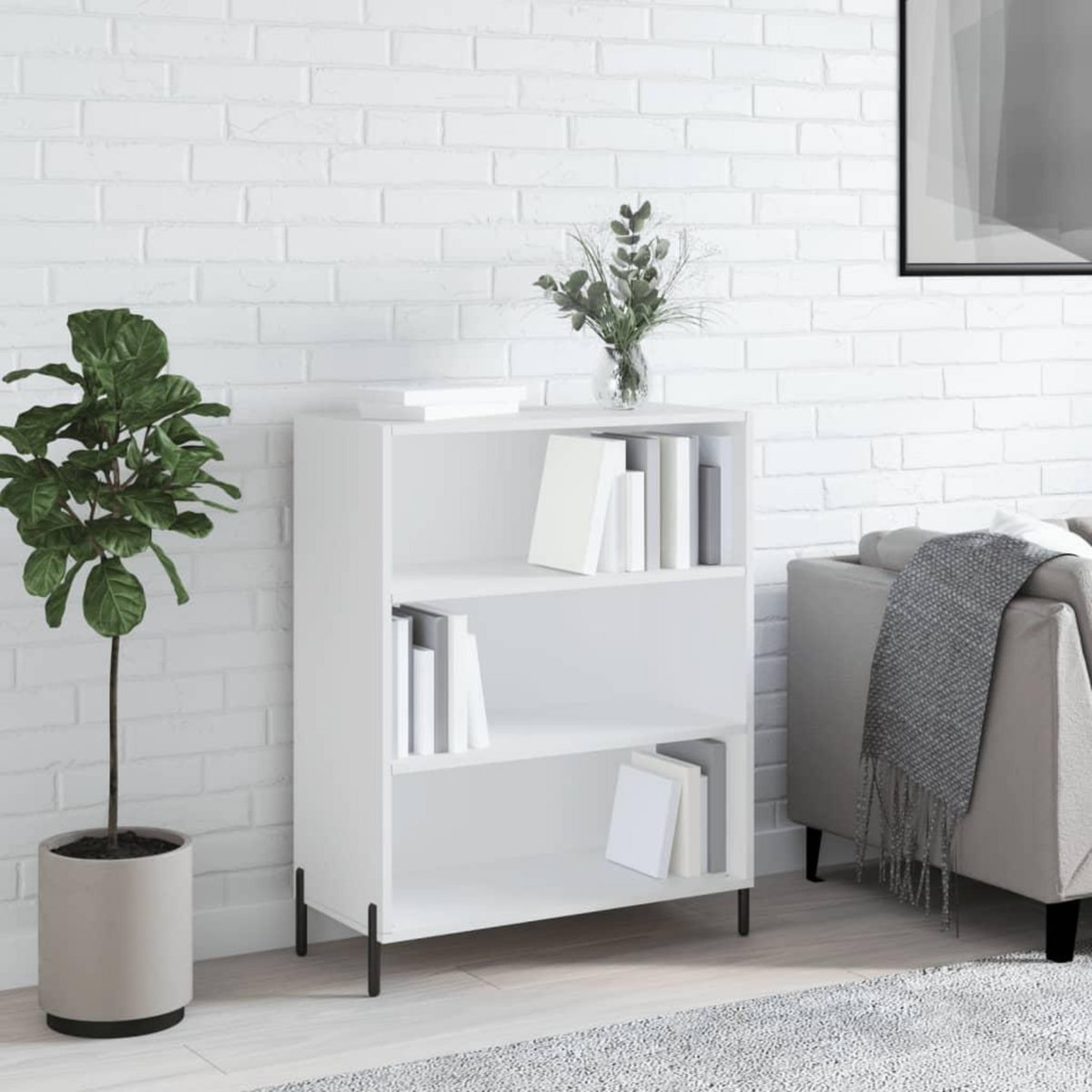 VIDAXL Armoire a etageres blanc 69,5x32,5x90 cm bois d'ingenierie