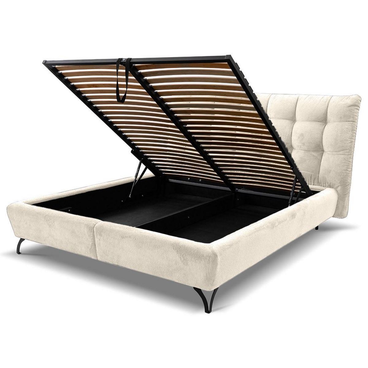 LISA DESIGN Sohan - lit coffre - 160x200 - en tissu bouclette - sommier inclus