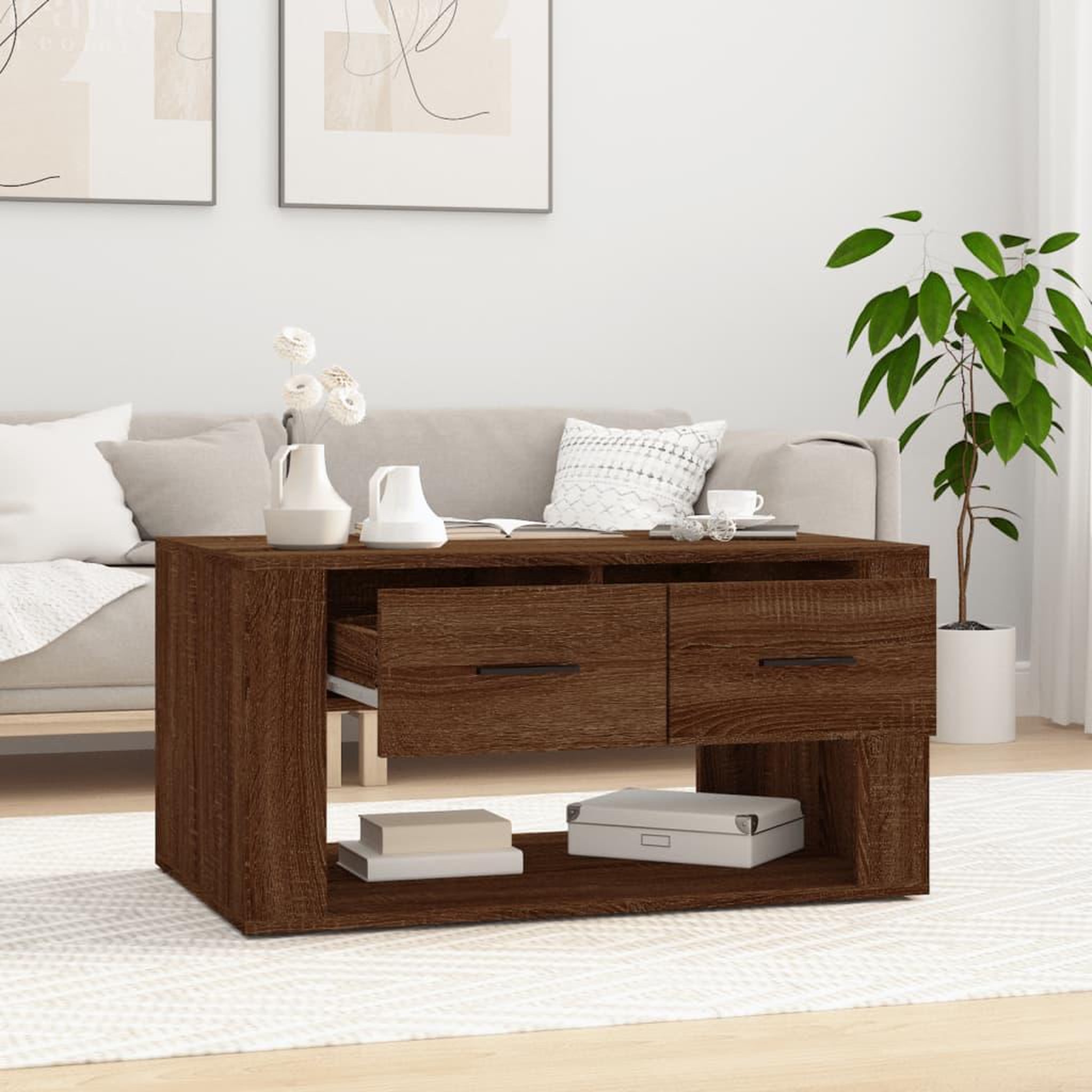 Voir la diapositive 3 : VIDAXL Table basse Chene marron 80x50x40 cm Bois d'ingenierie