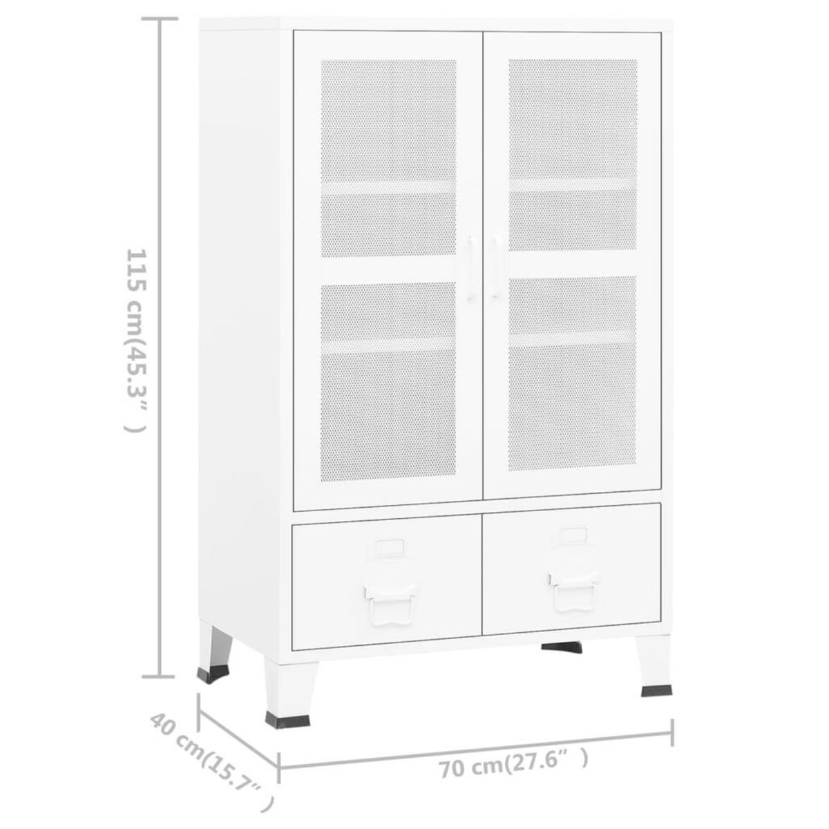 VIDAXL Coffre de rangement industriel Blanc 70x40x115 cm Metal