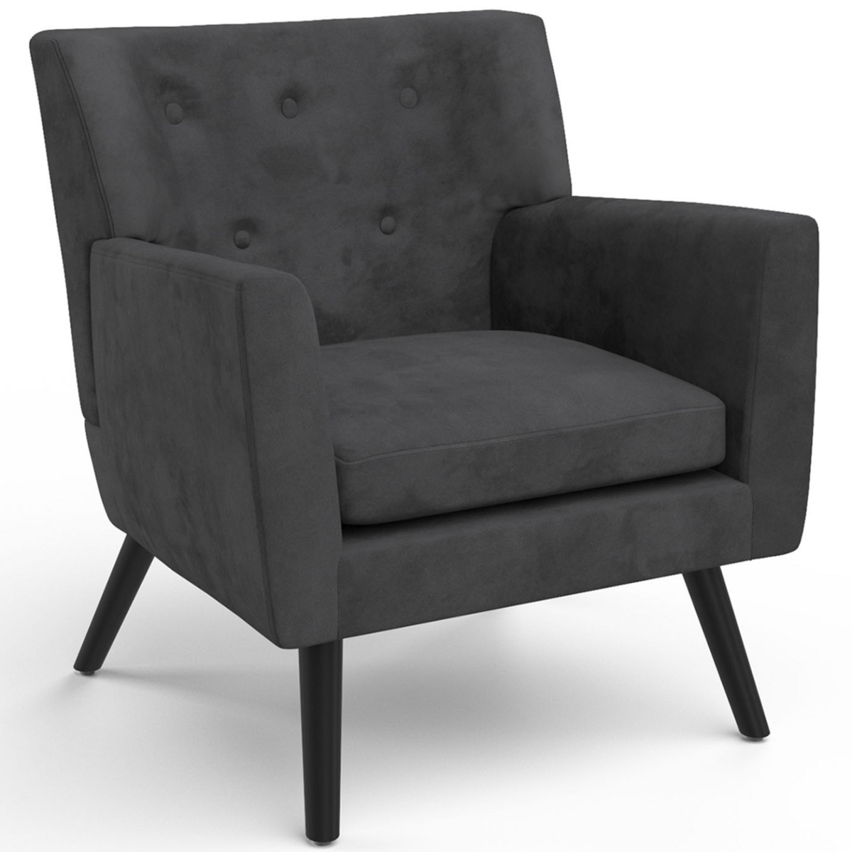 ID MARKET Fauteuil scandinave ANITA en velours gris anthracite