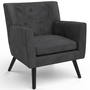 Voir la diapositive 1 : ID MARKET Fauteuil scandinave ANITA en velours gris anthracite