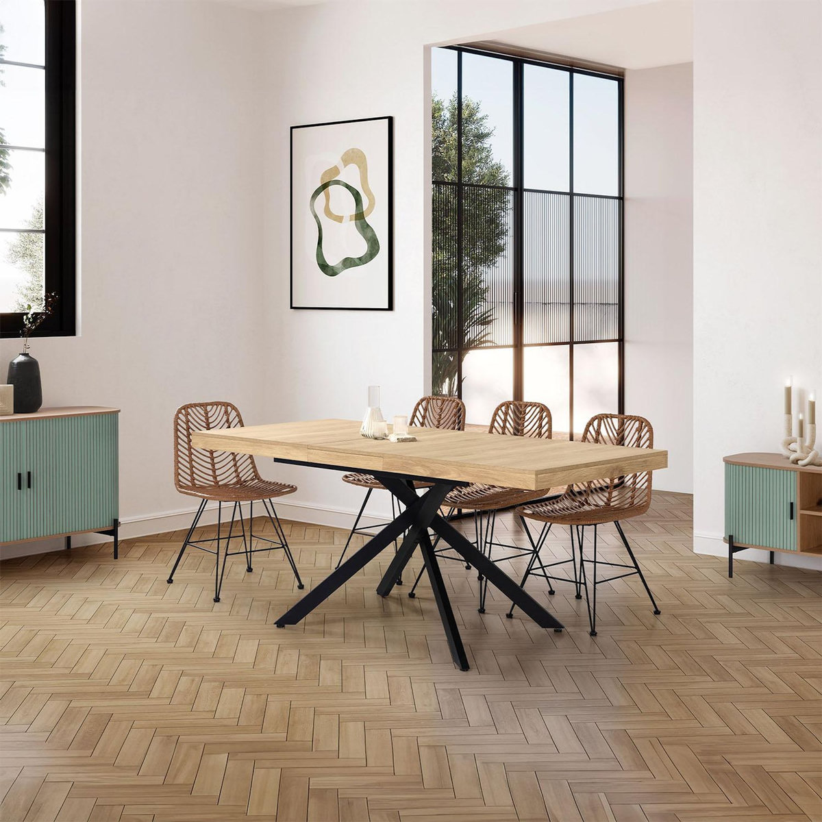 VS VENTA-STOCK Table de salle à manger extensible Palermo couleur chêne, 140-180 cm