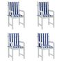 Voir la diapositive 4 : VIDAXL Coussins de chaise a dossier bas lot de 4 rayures bleu et blanc