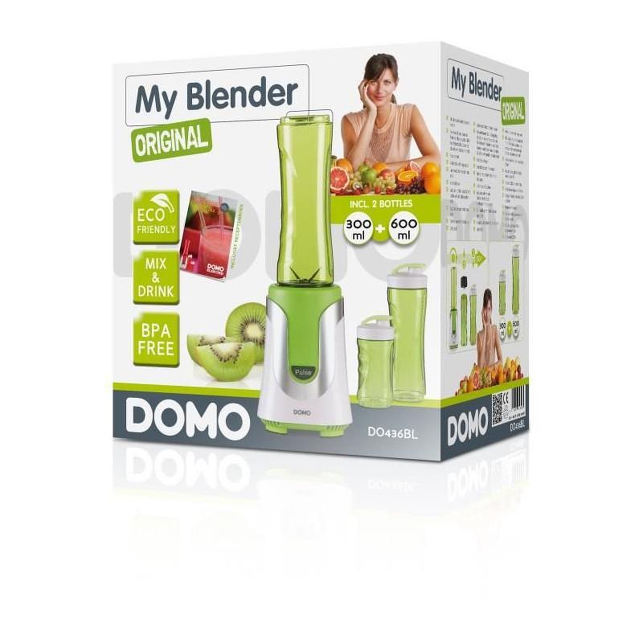 Voir la diapositive 3 : Domo DOMO Mixeur 2 en 1 DO436BL 300 W Vert