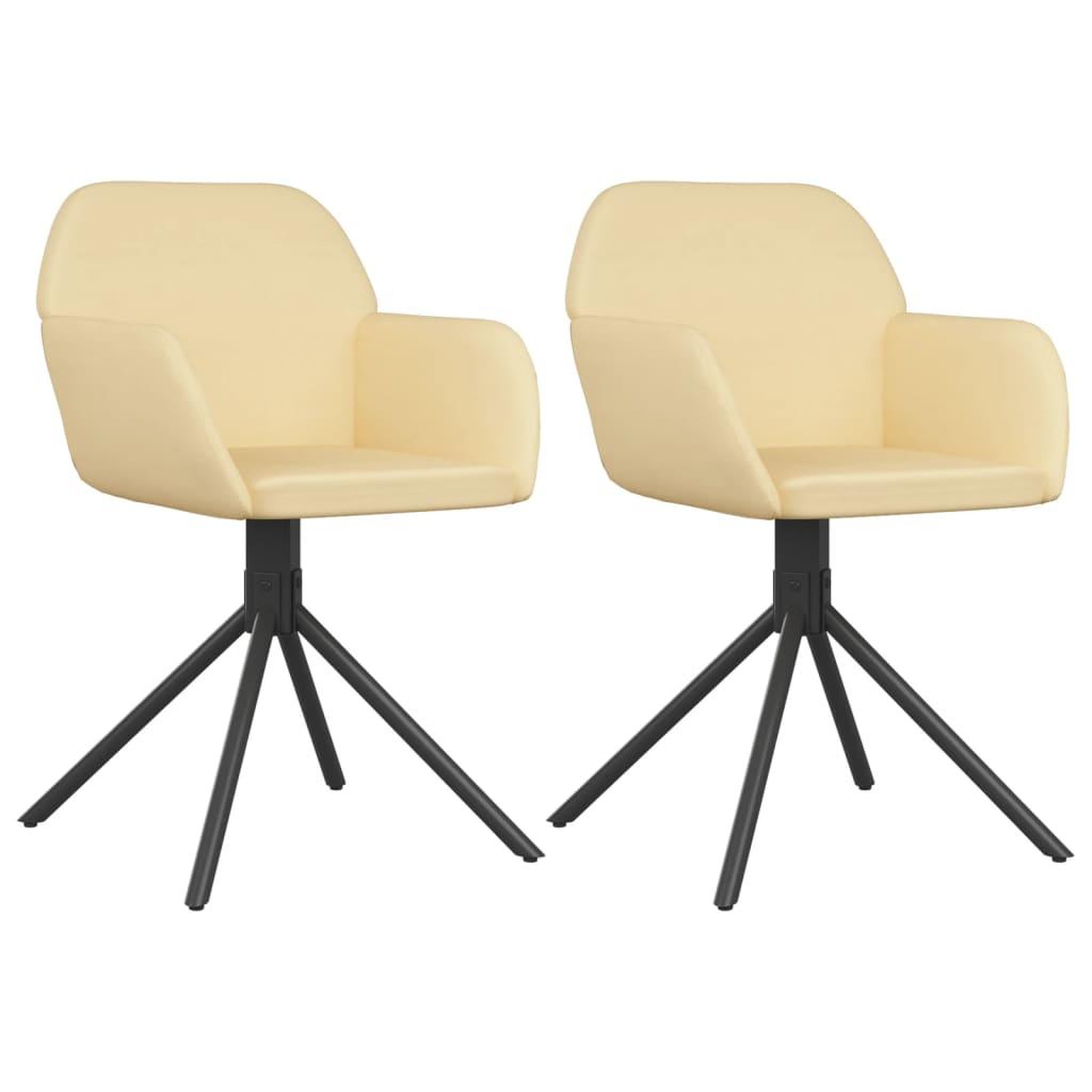 Voir la diapositive 2 : VIDAXL Chaises pivotantes a manger lot de 2 Creme Velours