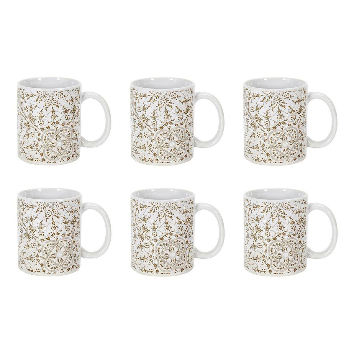 Paris Prix Lot de 6 Mugs en Céramique  Faience  30cl Blanc
