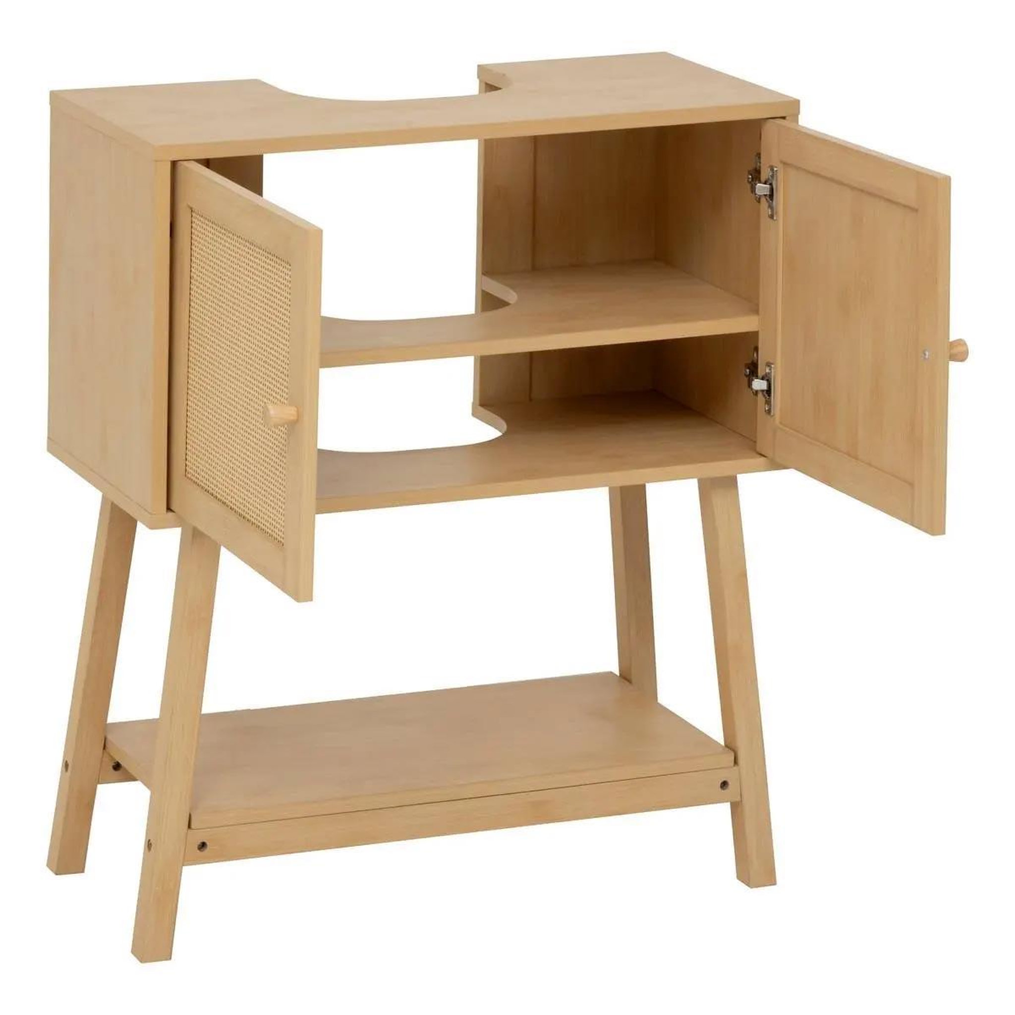 Voir la diapositive 2 : FIVE Meuble sous lavabo  cane  80cm naturel