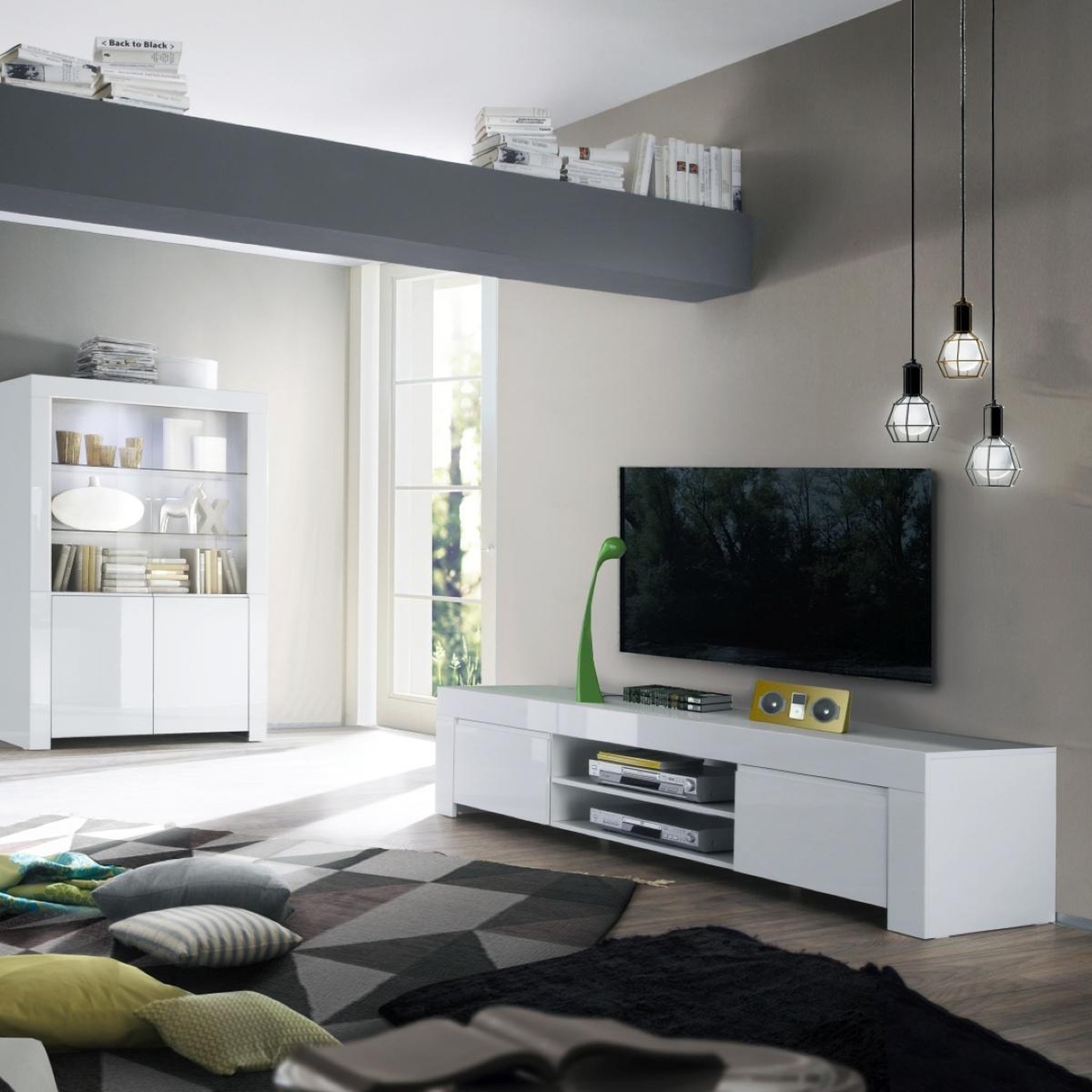 Voir la diapositive 5 : JLC KREATION Meuble tv design laqué blanc 190cm aphodite