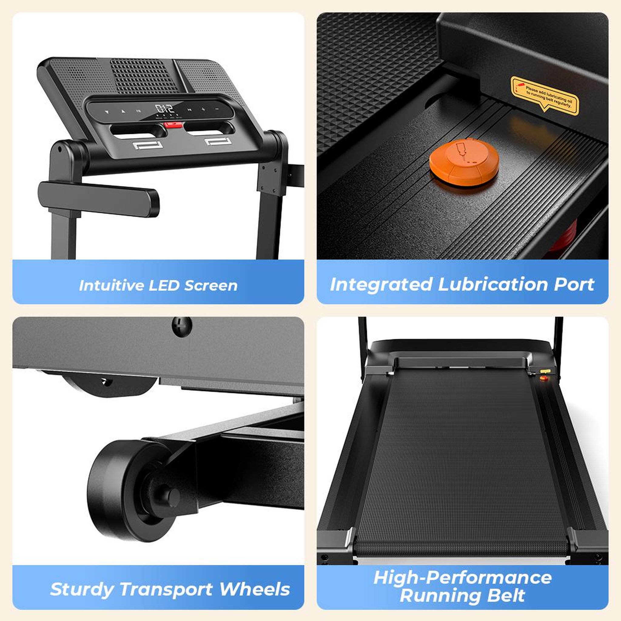 Voir la diapositive 5 : FORMILL Tapis de course pliable ft-54, 3 cv, 14 km/h, inclinaison 15°, application bluetooth et audio