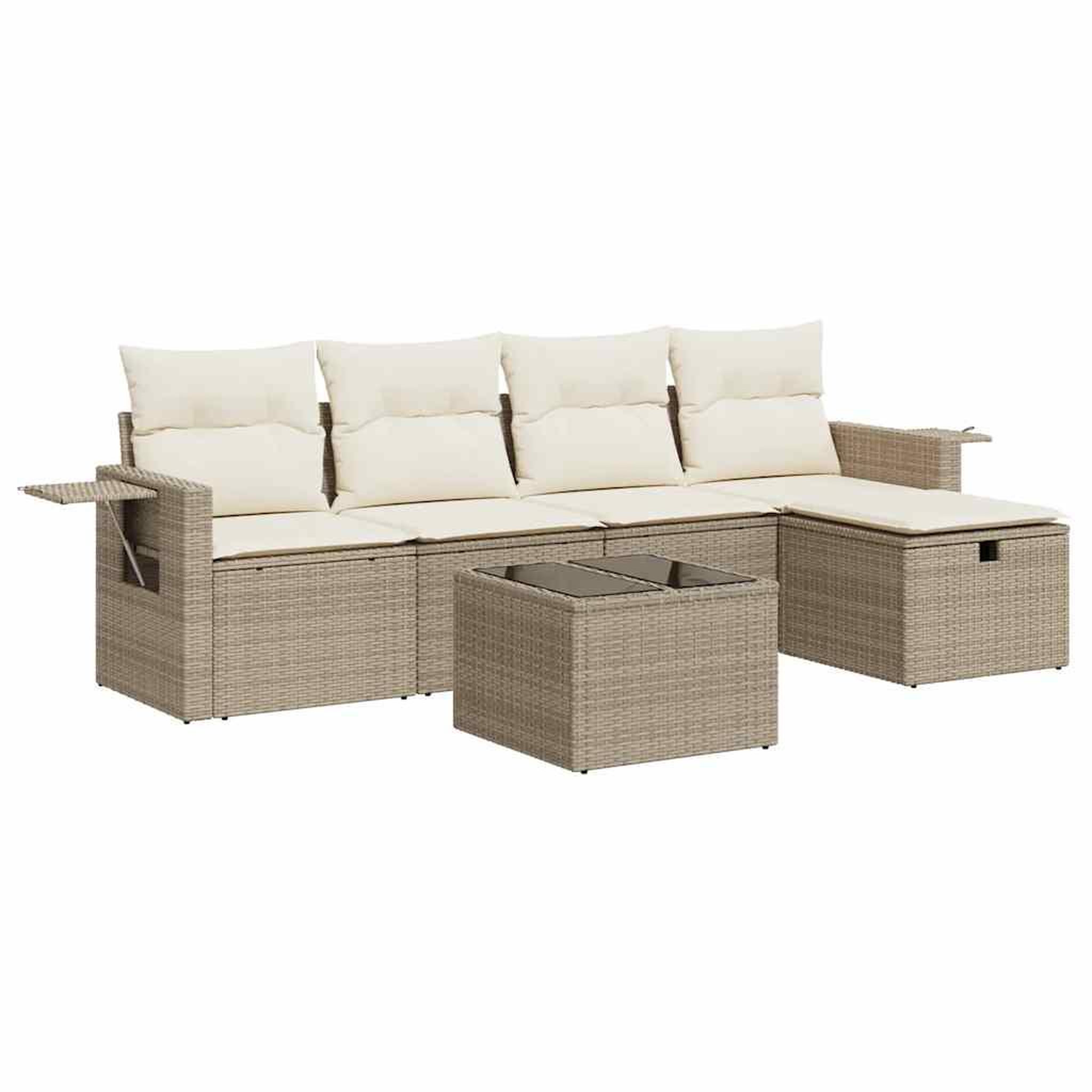 Voir la diapositive 2 : VIDAXL Salon de jardin avec coussins 6 pcs beige resine tressee