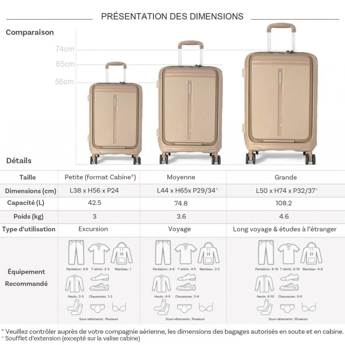 David Jones Lot 3 valises rigides dont 1 cabine porte-ordinateur 17  TSA
