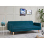 Voir la diapositive 4 : CONCEPT USINE Canapé scandinave convertible 3 places en tissu bleu canard WOODEN