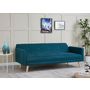 Voir la diapositive 4 : CONCEPT USINE Canapé scandinave convertible 3 places en tissu bleu canard WOODEN