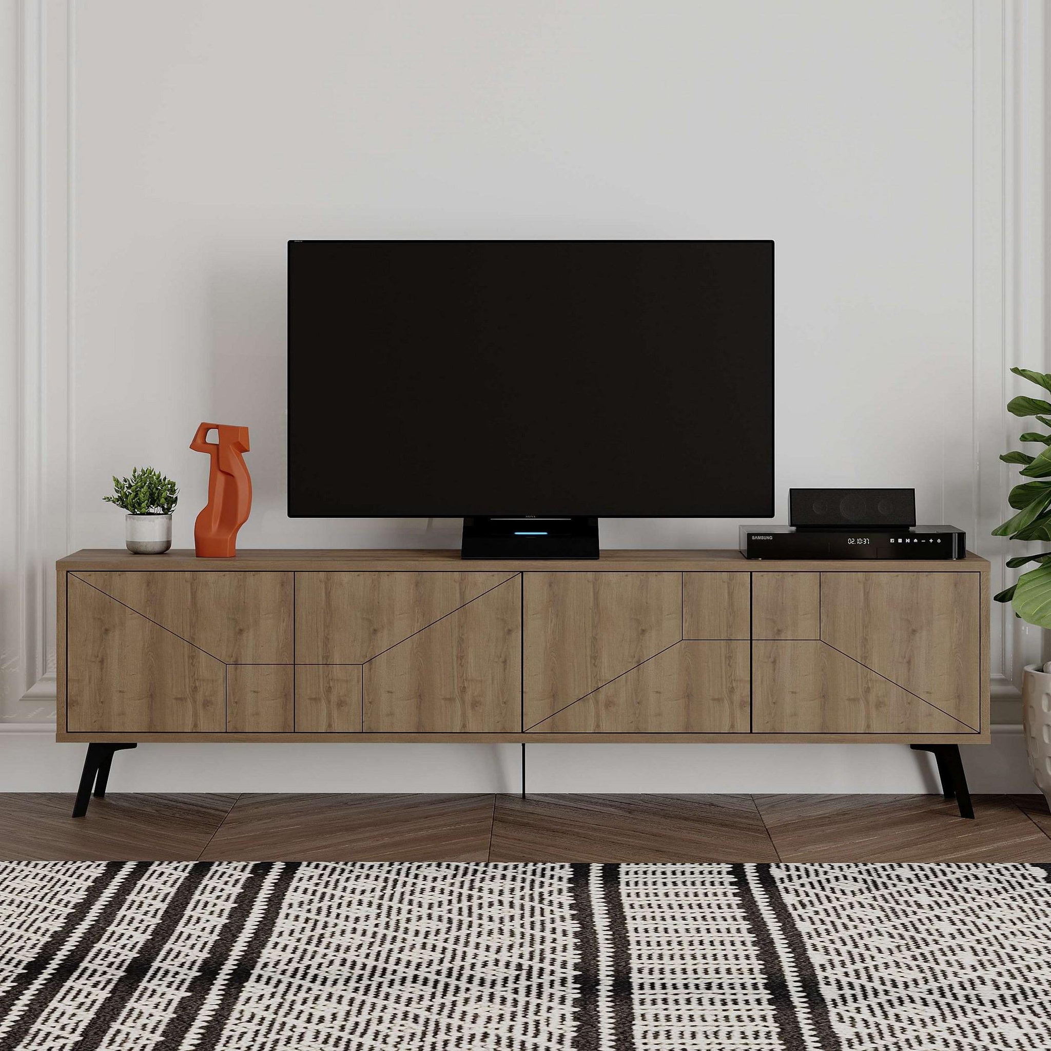 Voir la diapositive 2 : Habitat et Jardin Meuble tv en bois  dune  - 180 x 29 x 50 cm - marron