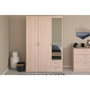 Voir la diapositive 2 : PARISOT Chambre complete adulte VARIA - Lit 140x190/200 + 2 chevets +1 commode, 1 armoire avec miroir - Décor Chene - PARISOT