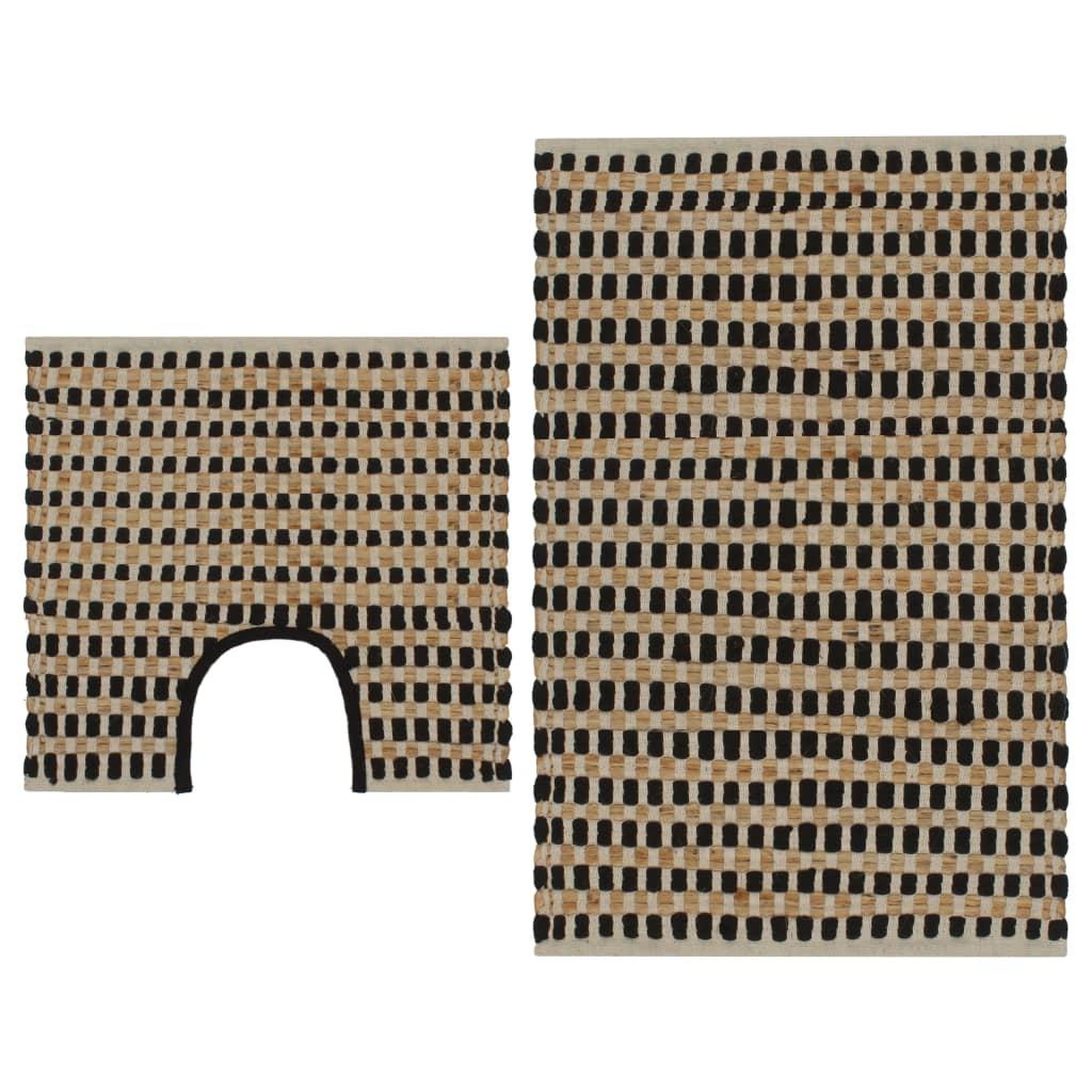 VIDAXL Tapis de salle de bain tisses a la main Jute Naturel et Noir