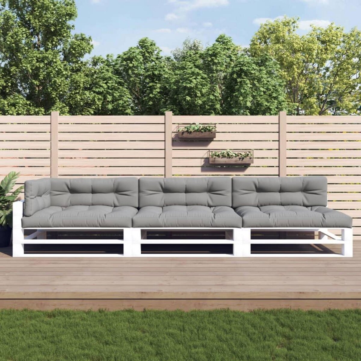 VIDAXL Coussins de palette lot de 7 gris tissu