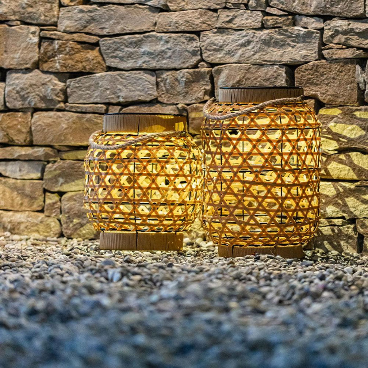 Lumisky Lanterne solaire décorative CAPRI Beige Poly rotin H32cm