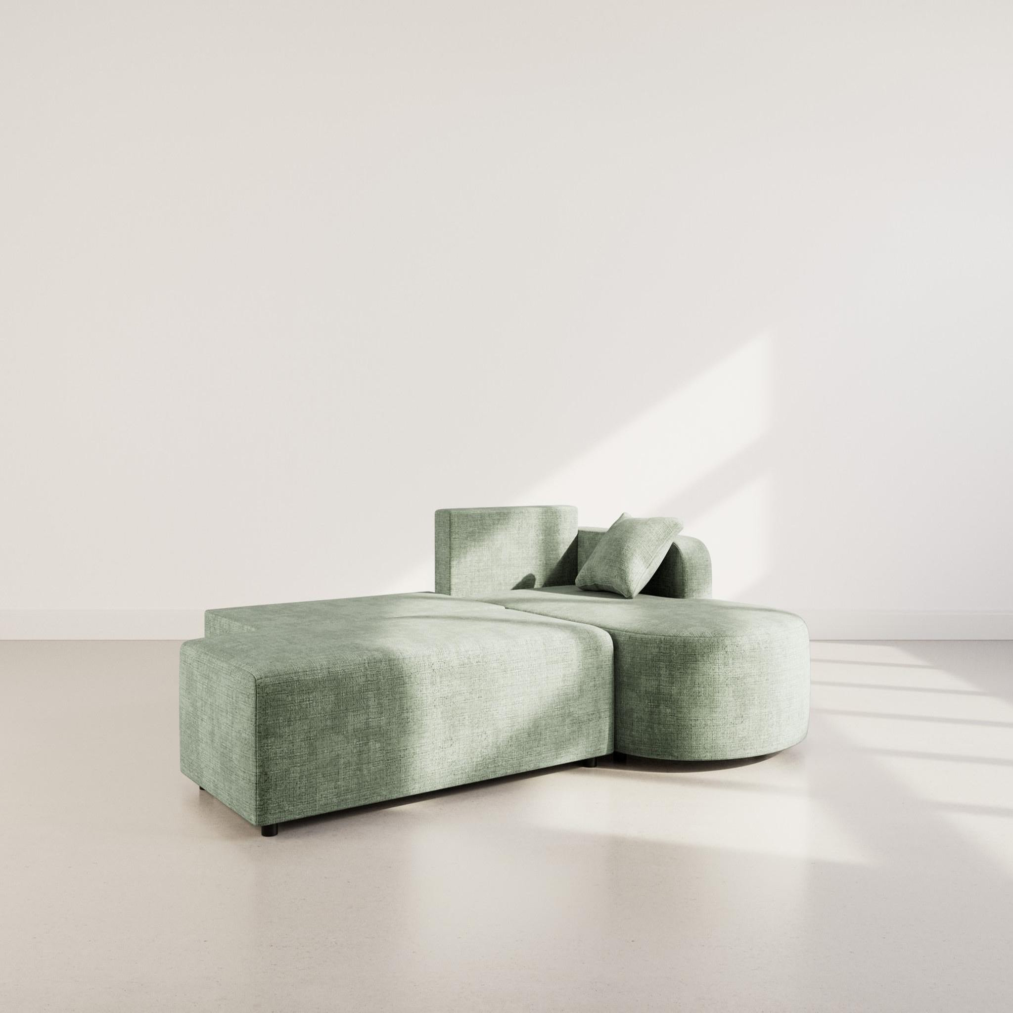 Voir la diapositive 2 : BEST MOBILIER Miro - canapé d'angle droit 4 places convertible avec coffre en velours texturé
