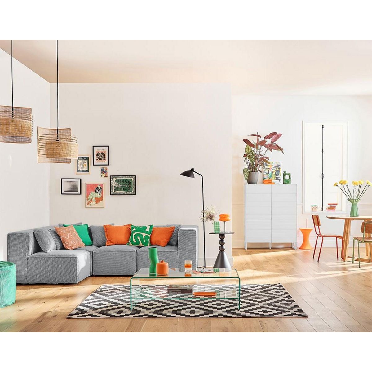 LISA DESIGN Arty - canapé modulable d'angle gauche 5 places - en tissu mailles 3d