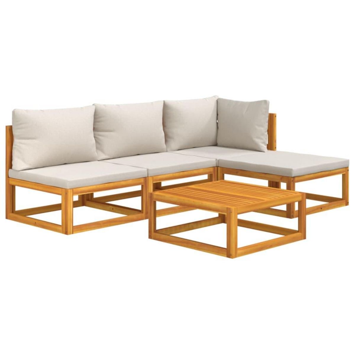 VIDAXL Salon de jardin 5 pcs avec coussins gris clair bois massif