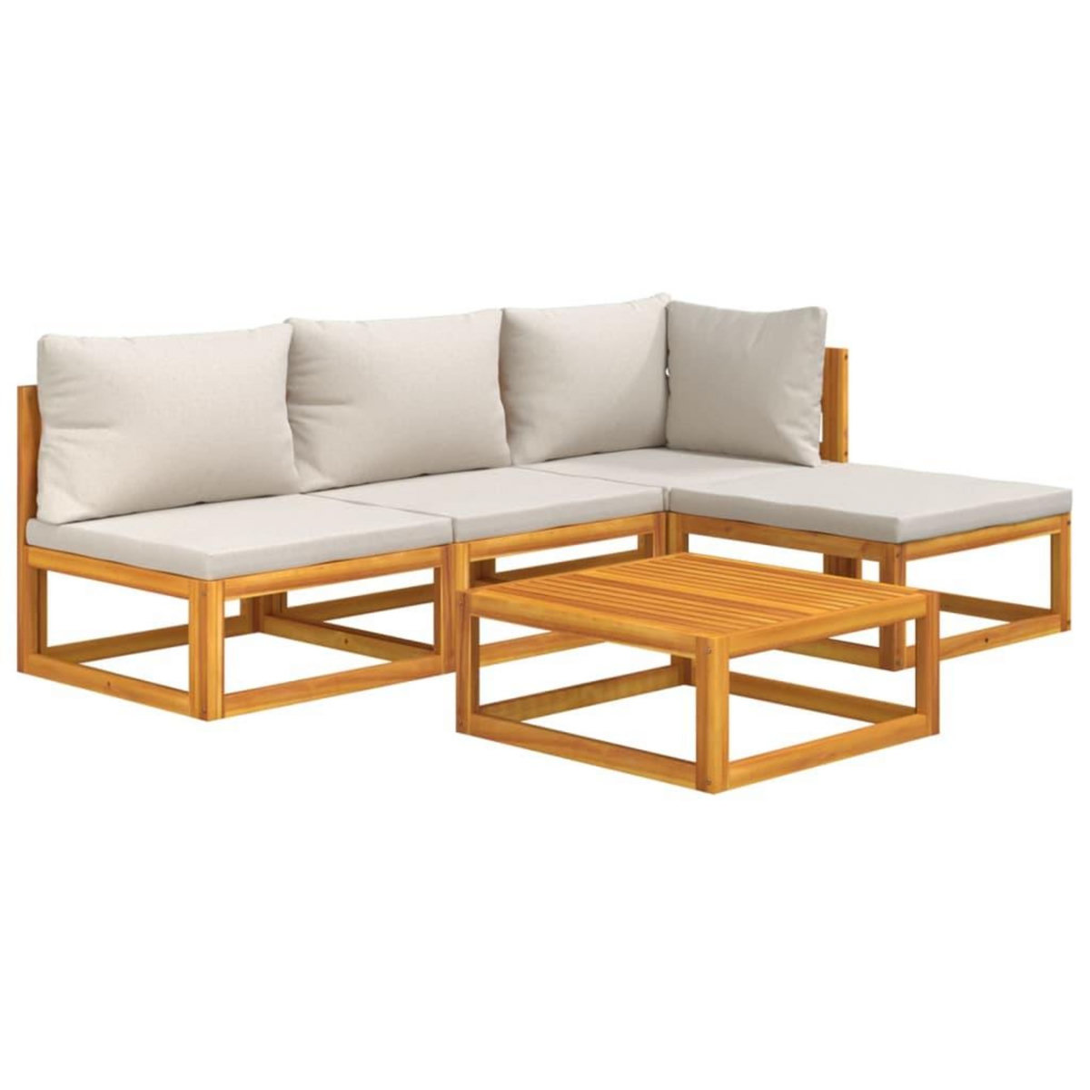 VIDAXL Salon de jardin 5 pcs avec coussins gris clair bois massif