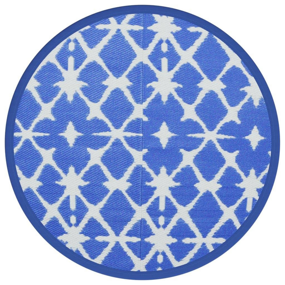 VIDAXL Tapis d'exterieur ARAKIL bleu et blanc Ø120 cm PP