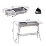 Voir la diapositive 3 : OUTSUNNY Outsunny Barbecue à charbon pliable portable BBQ grill sur pied avec étagères + grille + plaque cuisson dim. 104L x 33l x 70H cm acier inox.