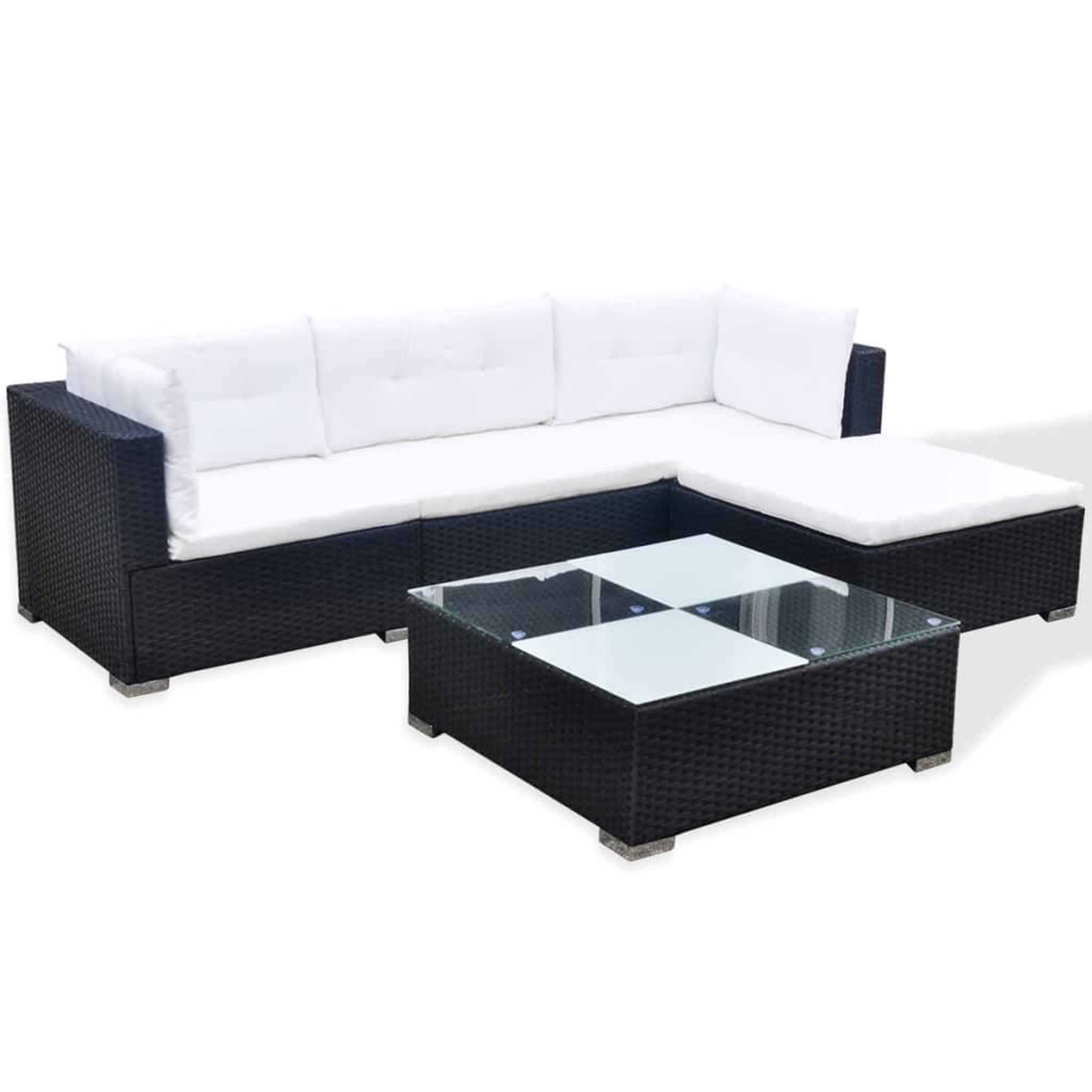 Voir la diapositive 4 : VIDAXL Salon de jardin 5 pcs avec coussins resine tressee noir