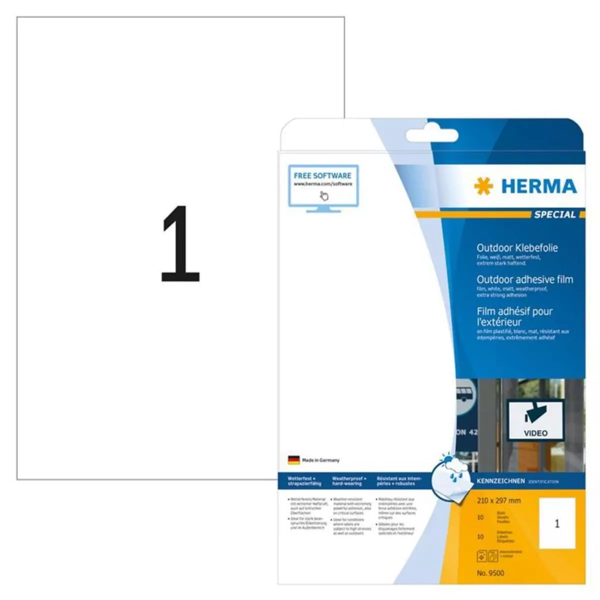 HERMA HERMA Etiquettes de film exterieur A4 210x297 mm 10 Feuilles Blanc