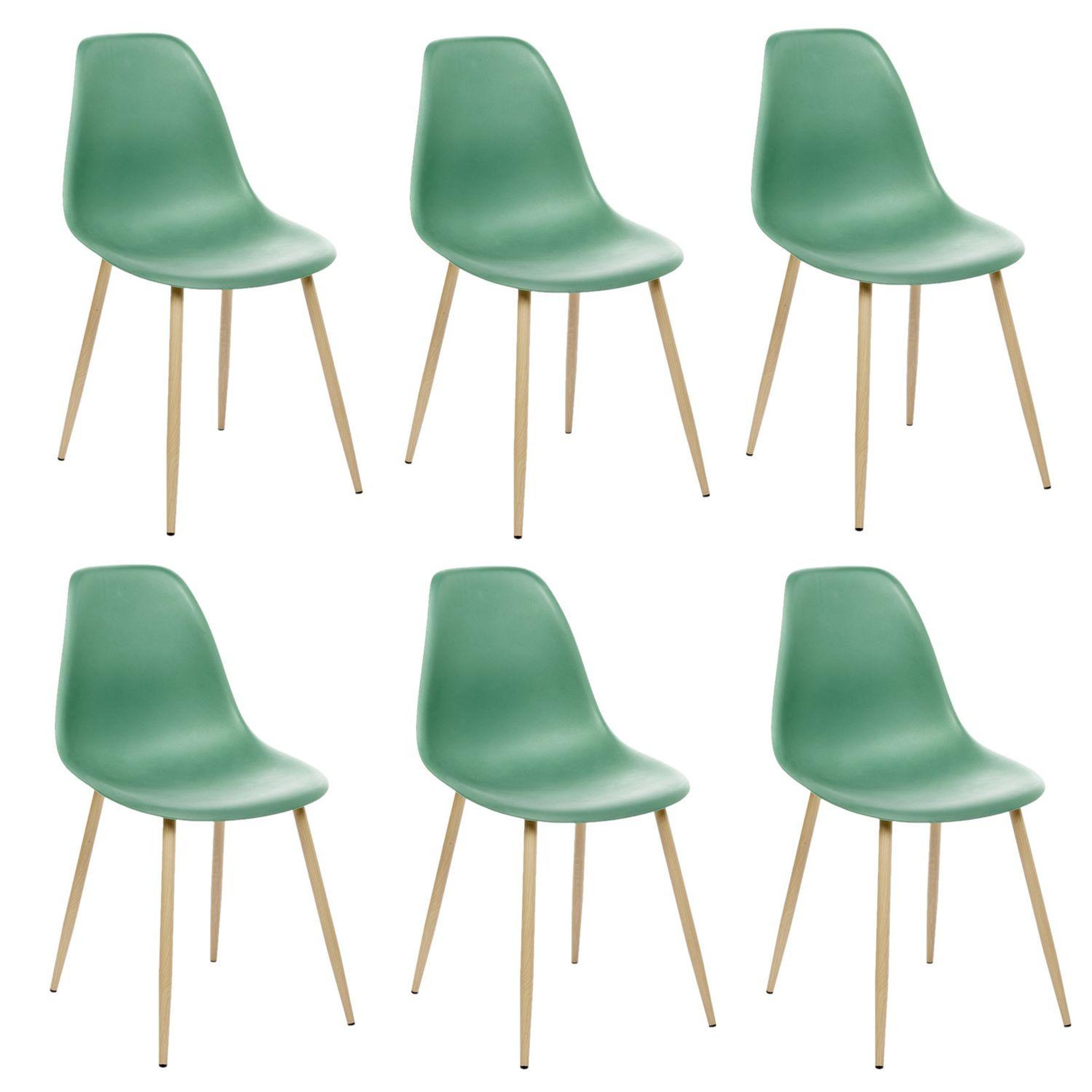 Voir la diapositive 1 : TOILINUX Lot de 6 chaises scandinave et pieds métal effet bois taho