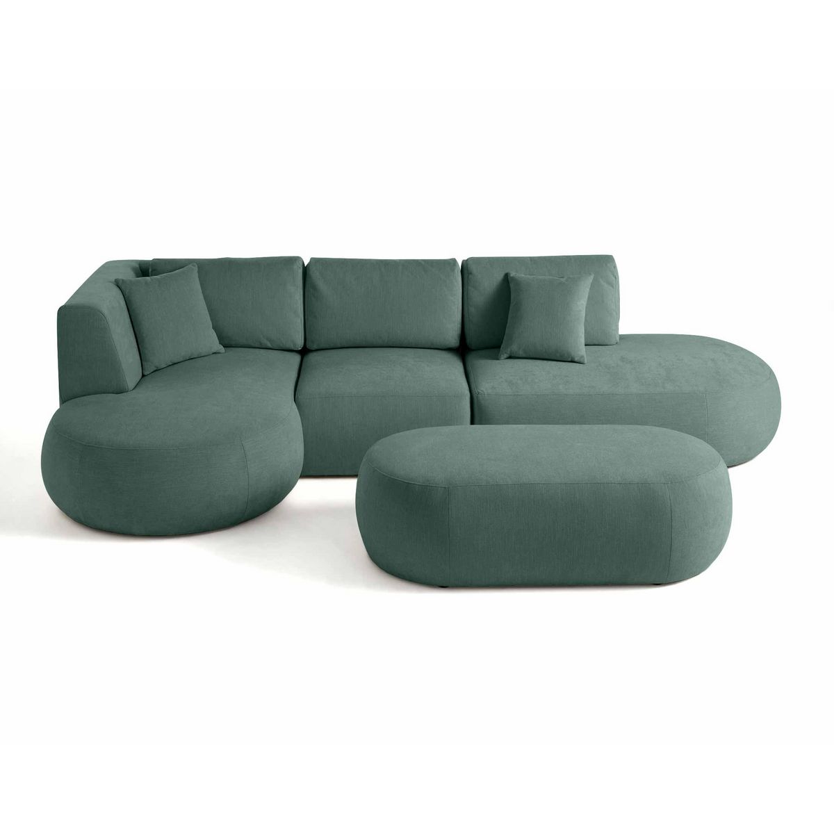 LISA DESIGN Santorini - canapé modulable d'angle gauche + pouf - 5 places - en tissu texturé