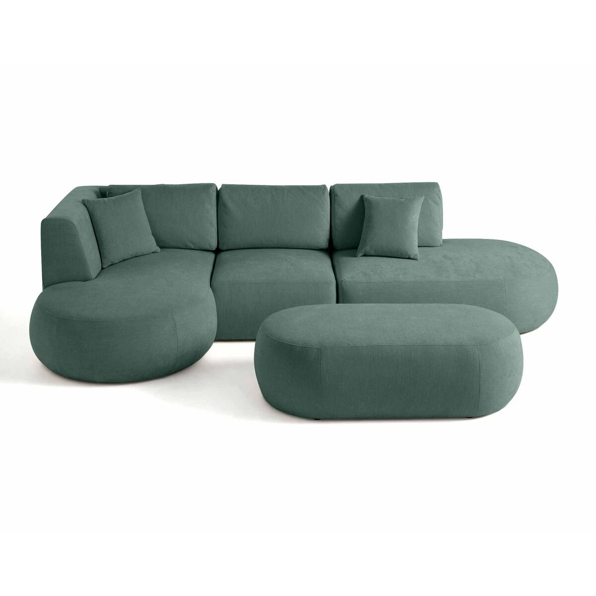 LISA DESIGN Santorini - canapé modulable d'angle gauche + pouf - 5 places - en tissu texturé