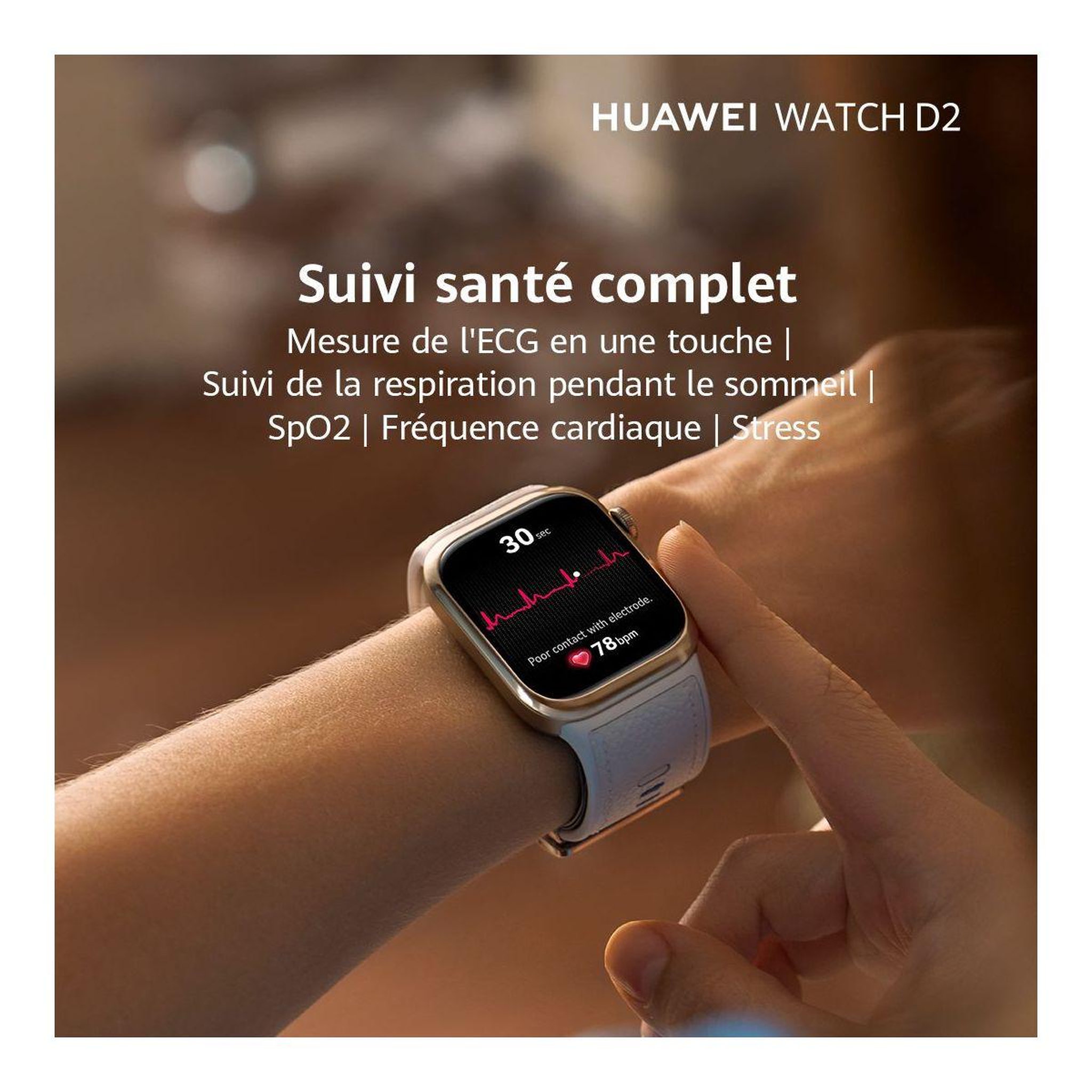 Voir la diapositive 3 : HUAWEI Montre connectée Watch D2 Cuir Blanc