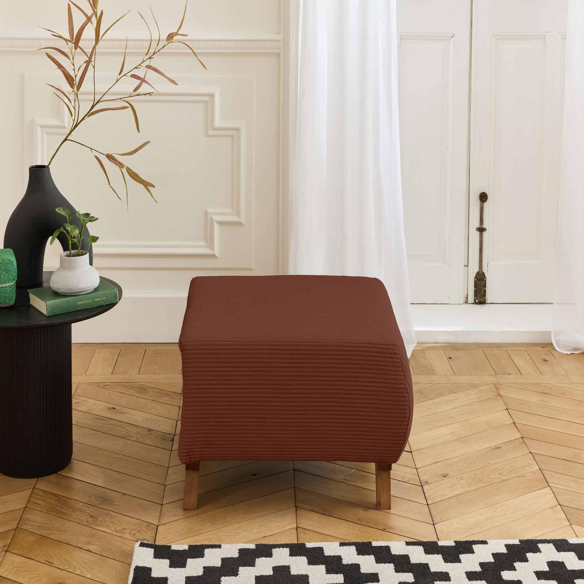 Voir la diapositive 2 : BEST MOBILIER Cristal - pouf modulable - 65 cm - en velours côtelé