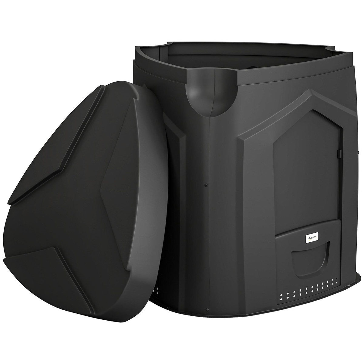 OUTSUNNY Composteur de jardin triangulaire 3 Portes, 66 Aérations - fond ouvert - polypropylène - 240L - noir
