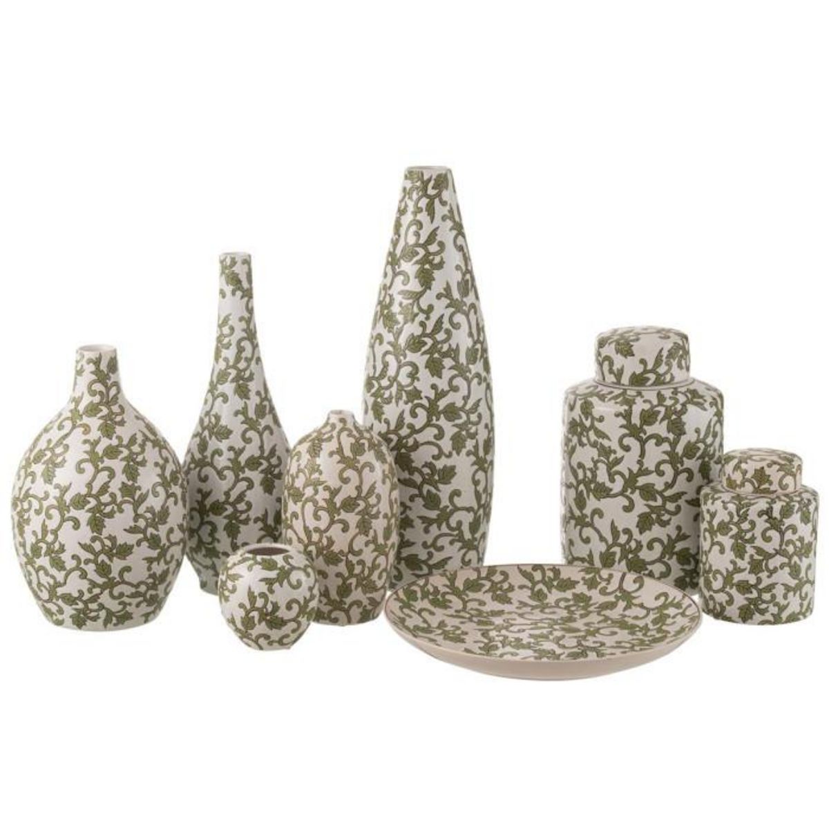 Paris Prix Vase Déco en Porcelaine  Yezi  53cm Vert & Blanc