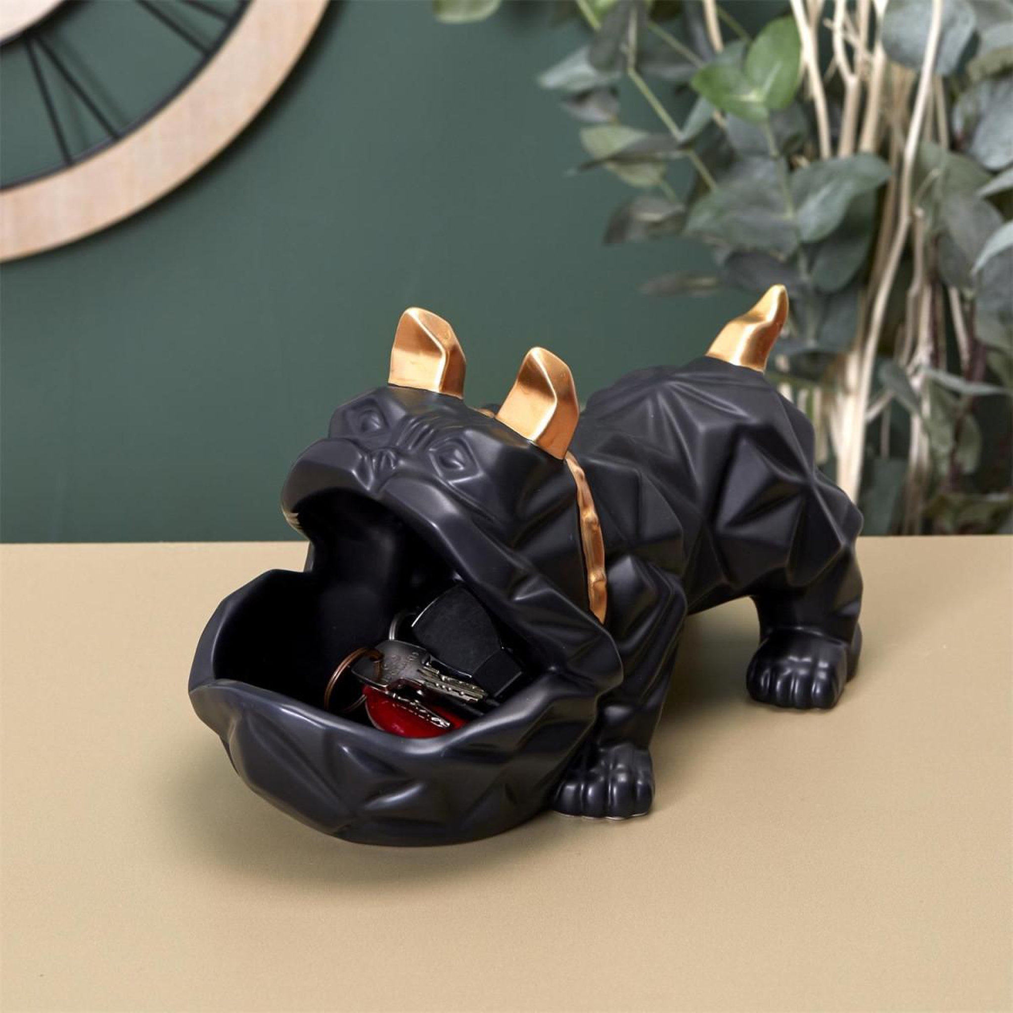 Voir la diapositive 4 : The Home Deco Factory Statuette & vide-poche  bulldog  30cm noir