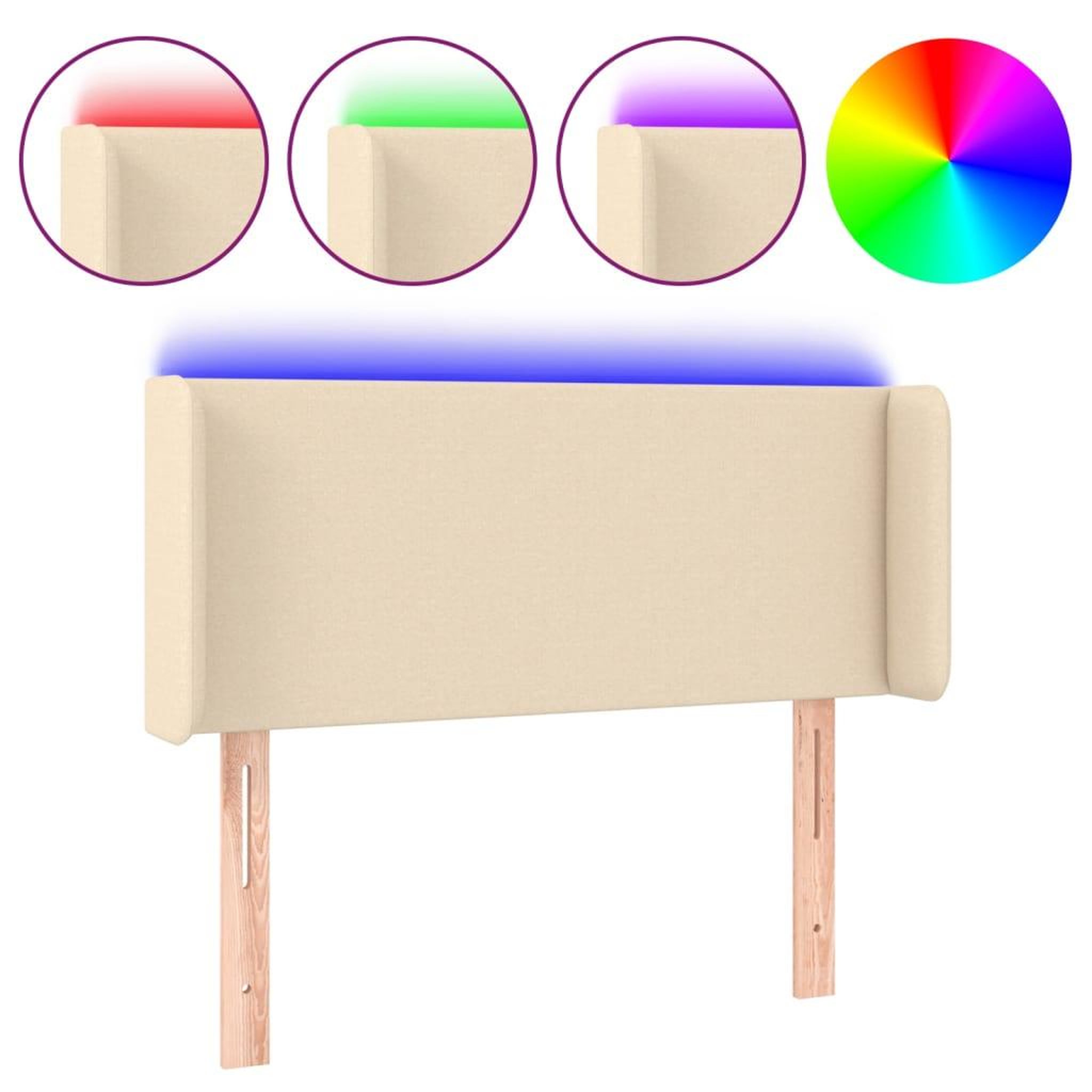 Voir la diapositive 2 : VIDAXL Tete de lit a LED Creme 83x16x78/88 cm Tissu