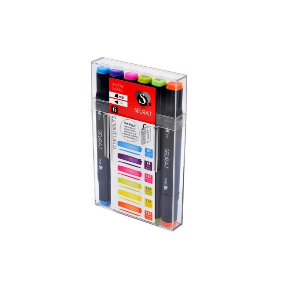 Paris Prix Lot de 6 Marqueurs  Double Pointe  16cm Noir