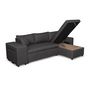 Voir la diapositive 3 :  Canapé 3 places d'angle Droit convertible avec coffre Tissu gris foncé+ 2 poufs inclus ANETTA