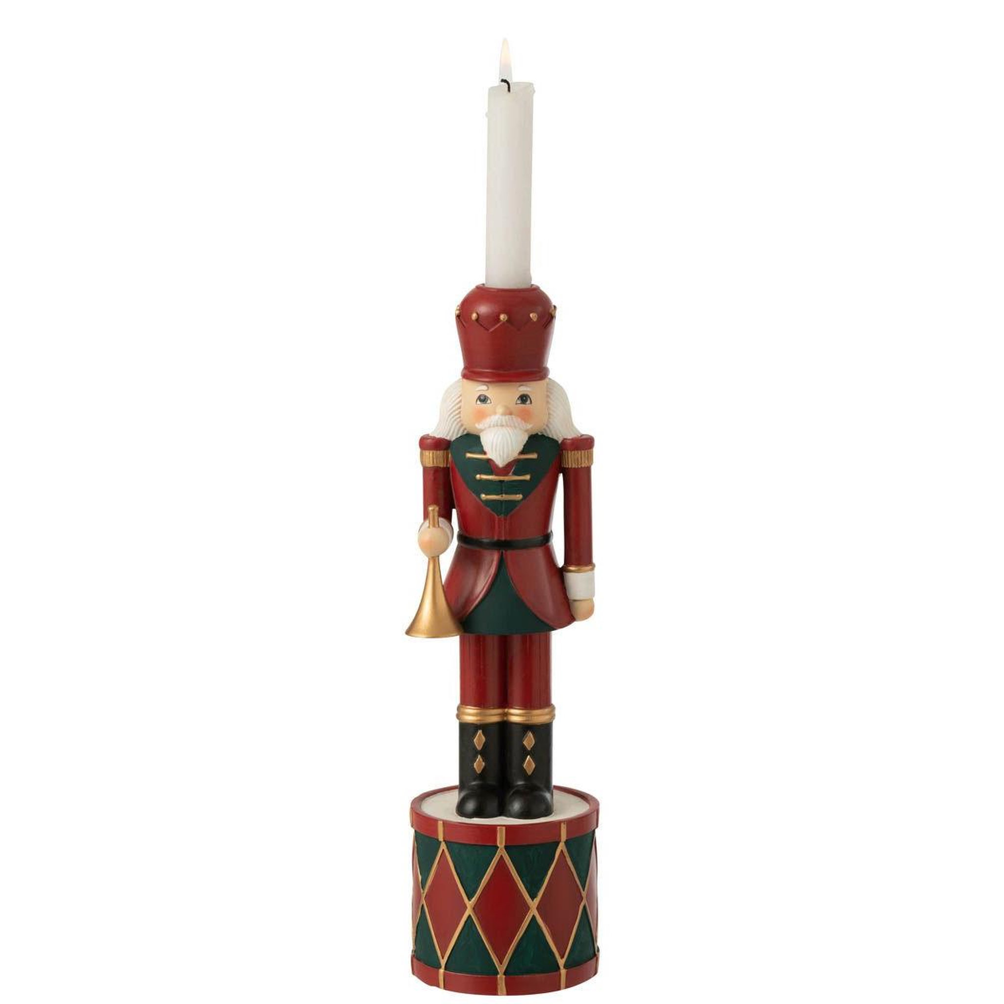 Voir la diapositive 2 : J-LINE Bougeoir de noël  casse-noisette  32cm rouge
