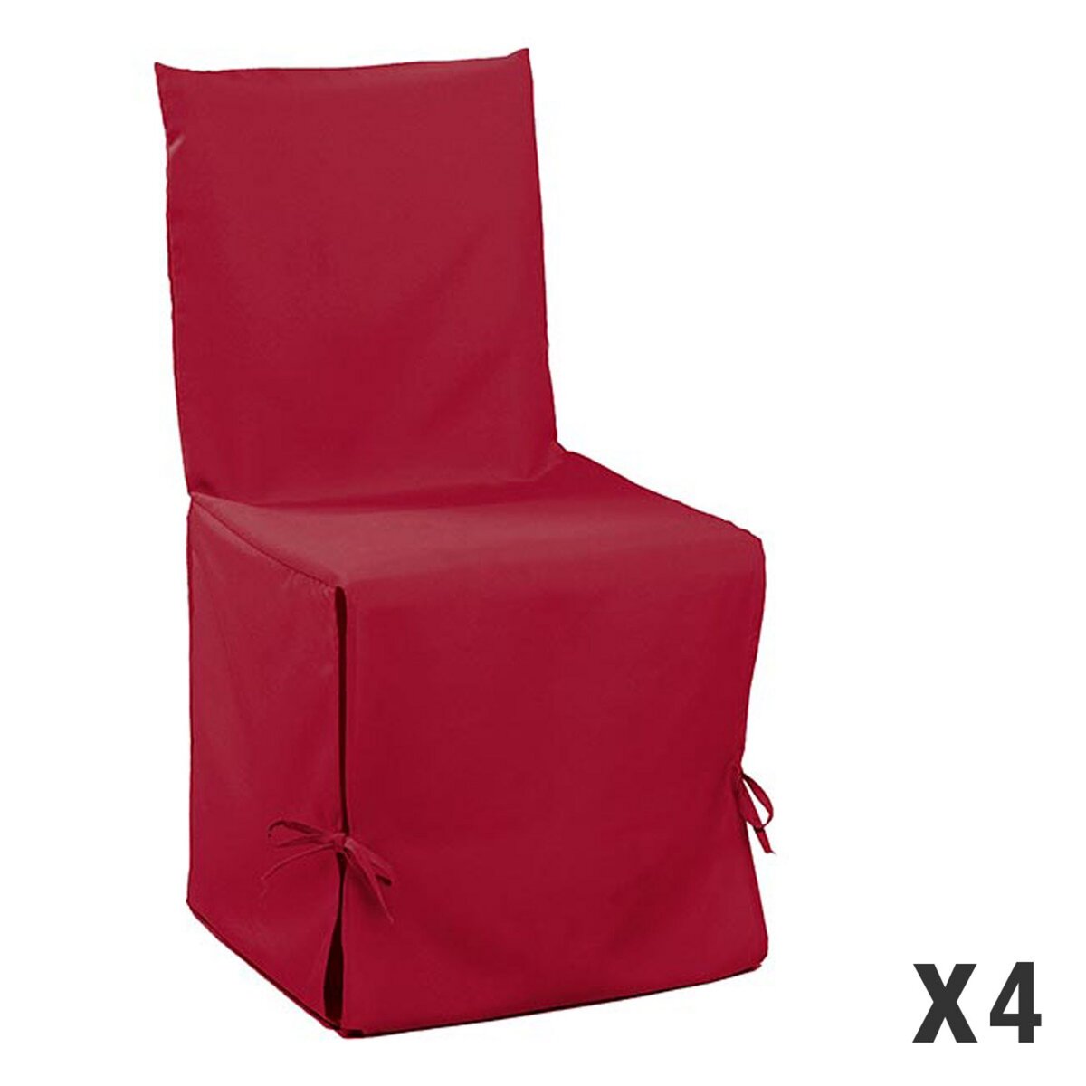 Lot de 4 Housses de chaise à nouettes en polyester CLASSIC rouge