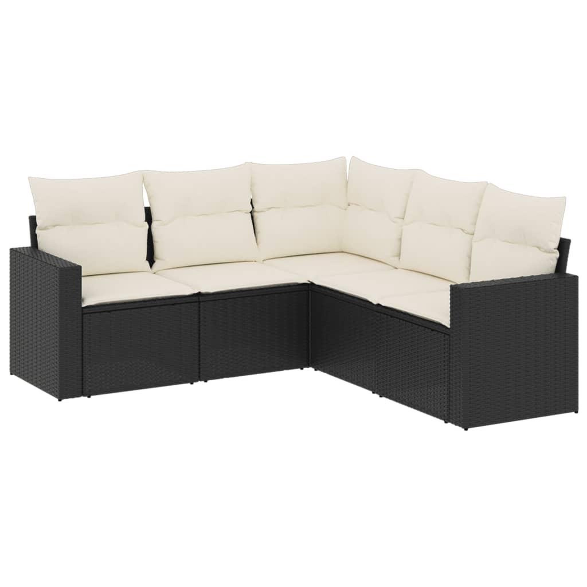 Voir la diapositive 2 : VIDAXL Salon de jardin 5 pcs avec coussins noir resine tressee