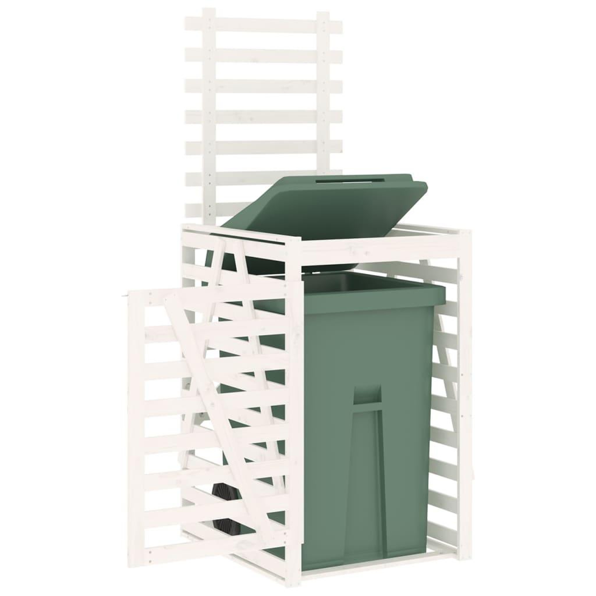 Voir la diapositive 4 : VIDAXL Abri pour poubelle sur roulettes blanc bois massif de pin